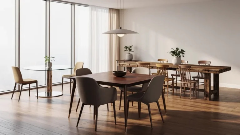 Choisir une table de salle à manger selon espace, usage et style dans une pièce moderne lumineuse