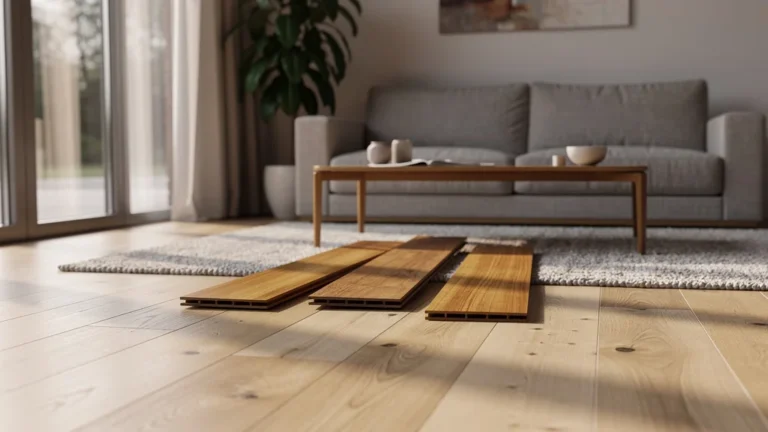 Comparaison du teck chaud et du chêne clair satiné dans un intérieur de 22 m2
