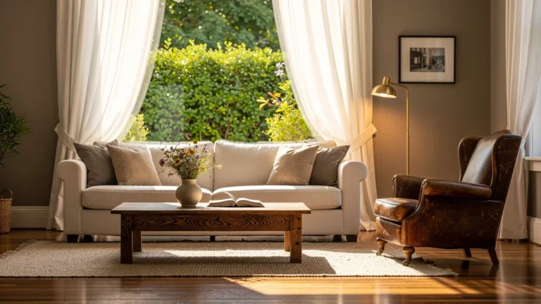 Réorganisation de meubles dans un salon lumineux changeant radicalement l'ambiance sans achat