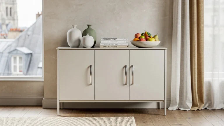 Buffet Sarah Lavoine 3 portes dans un intérieur à Rouen, testé au fil des saisons