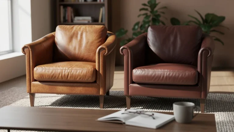 Comparatif fauteuil club cuir tannage végétal et cuir pigmenté après 6 mois