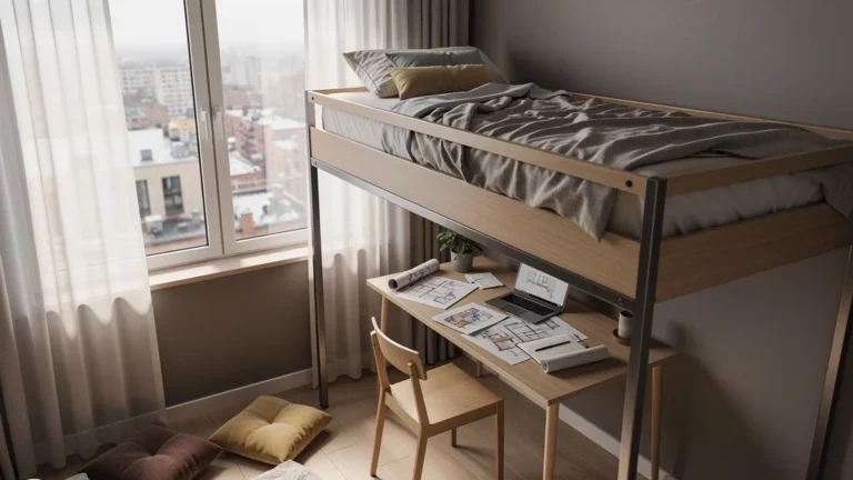 Lit mezzanine adulte gain de place dans petit appartement moderne mais confort limité